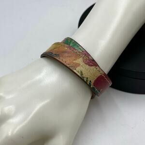Patricia Nash Leather Red Floral Wrap Bracelet